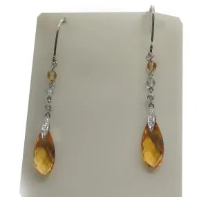 Citrine and Diamond Drop Earrings