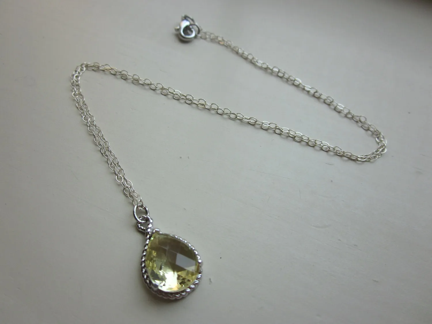 Citrine Necklace Yellow Teardrop Sterling Silver Chain - Bridesmaid Necklace - Bridesmaid Jewelry - Bridal Wedding