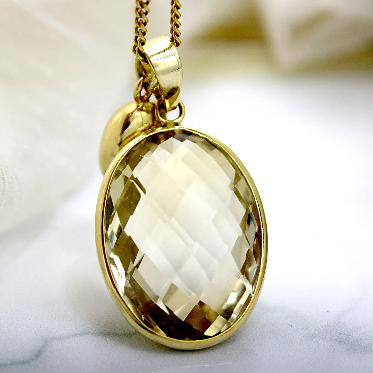 Citrine Oval Cut Charm Necklace Pendant