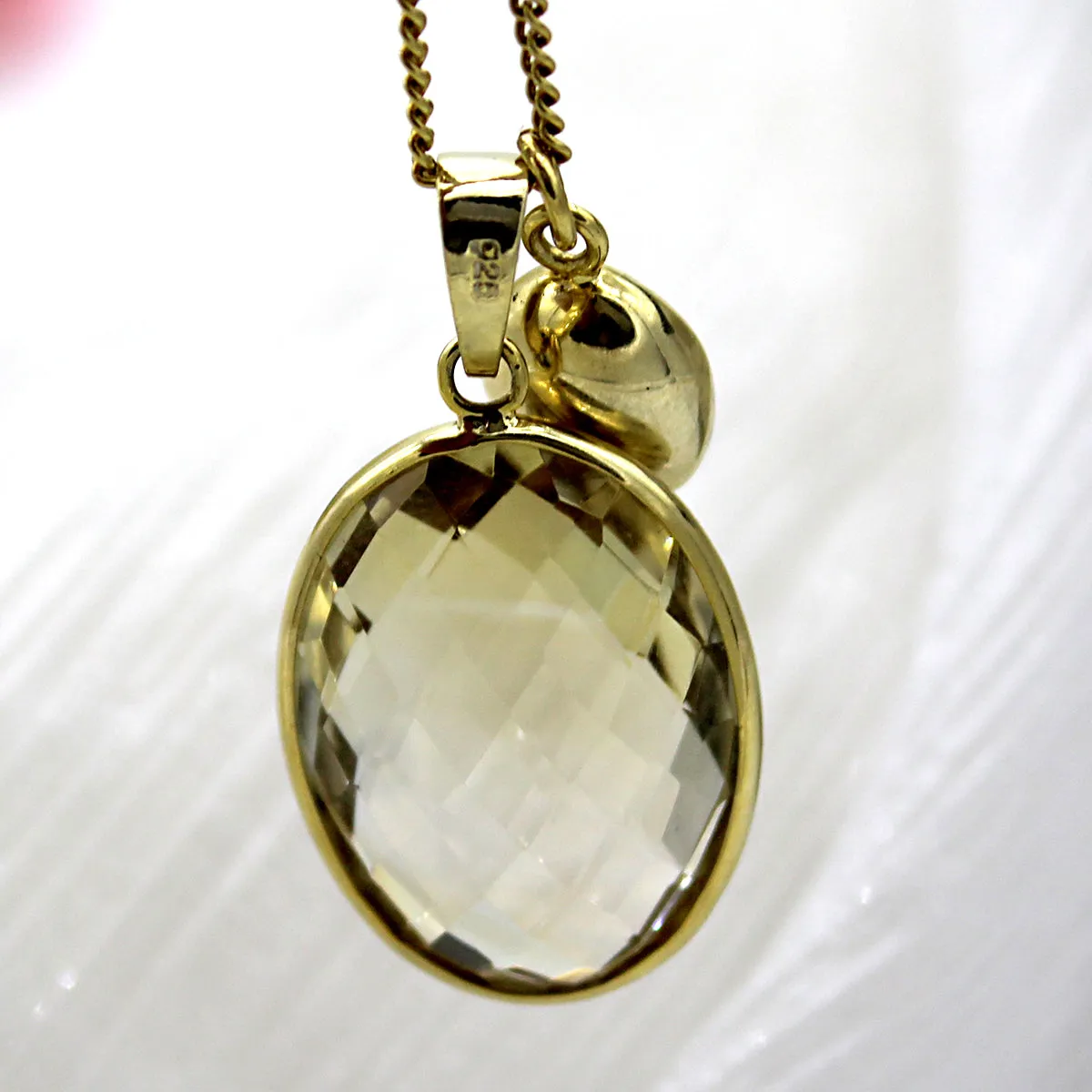 Citrine Oval Cut Charm Necklace Pendant