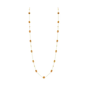 Citrine Station Necklace In 18K Yellow Gold