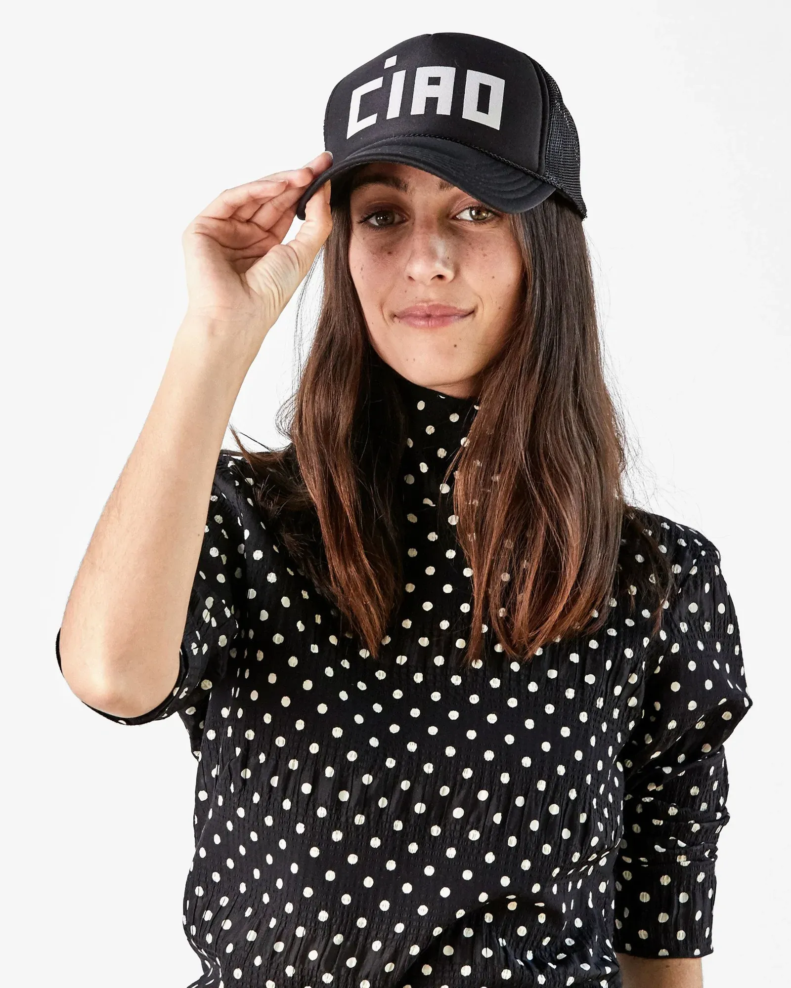 Clare V - Trucker Hat in Black w/ Cream Block Ciao