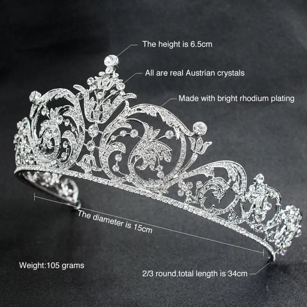 Classic Austrian Crystal 2/3 Round Wedding Bridal Tiara diadem XBY158L