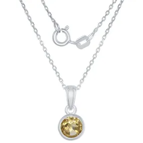 Classic Women's Pendant with Chain - November Citrine Bezel Set | K-7017-CT