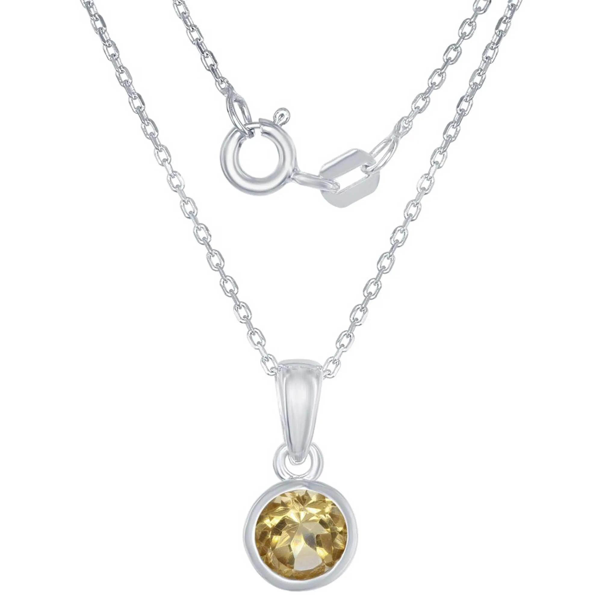 Classic Women's Pendant with Chain - November Citrine Bezel Set | K-7017-CT