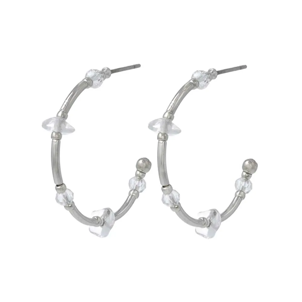 Clear Beaded Hoop Earrings