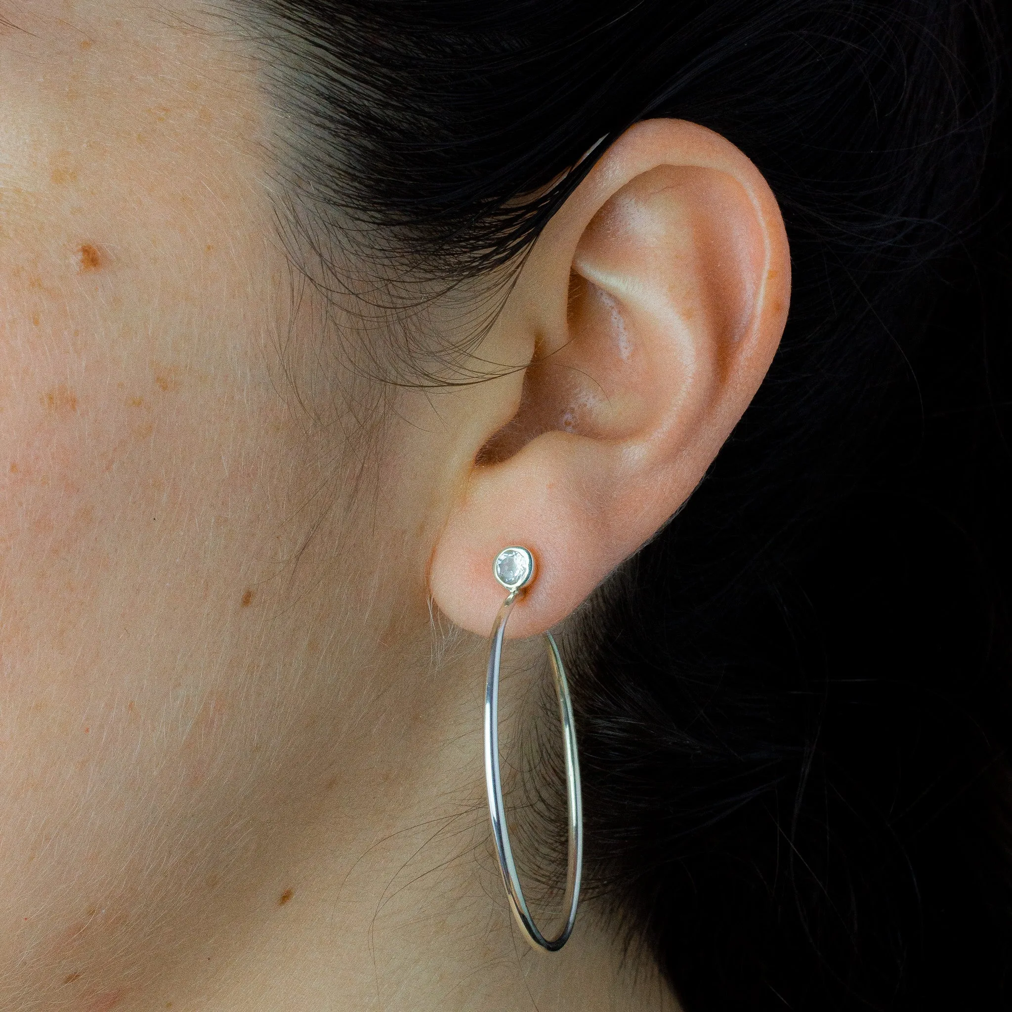 Clear Quartz Hoops