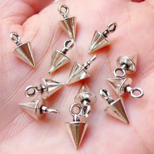 CLEARANCE Silver Spike Charms Rivet Cone Stud (12pcs / 7mm x 13mm / Tibetan Silver) Punk Jewelry Gothic Spike Earring Bracelet Spike Pendant CHM1185