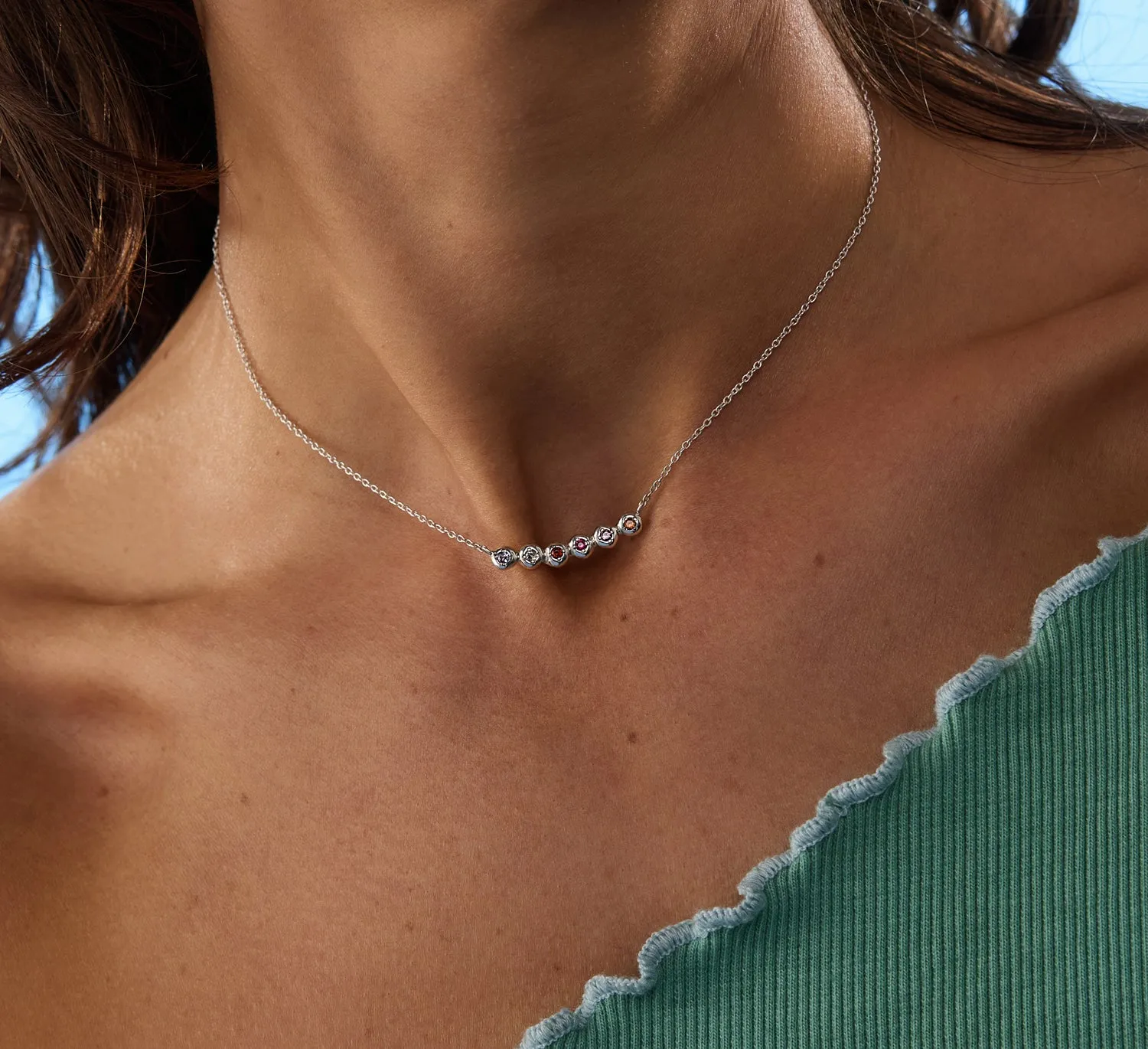 Collective Stone Bar Necklace | Silver