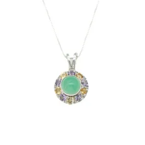 Colorful Flower Necklace - Chrysoprase Pendant - Victorian Multistone Necklace