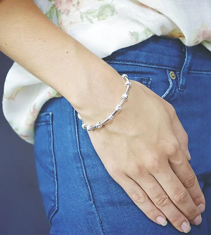 Count Me Healthy Gift Set - Silver Journal Bracelet & Crystal Cluster Earrings