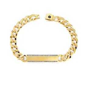 Crislu 18KT Yellow Gold Plated Sterling Silver Cubic Zirconia 8.5-inch ID Curb Bracelet