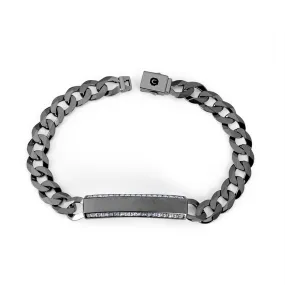 Crislu Black Rhodium Sterling Silver Cubic Zirconia 8.5-inch ID Curb Bracelet