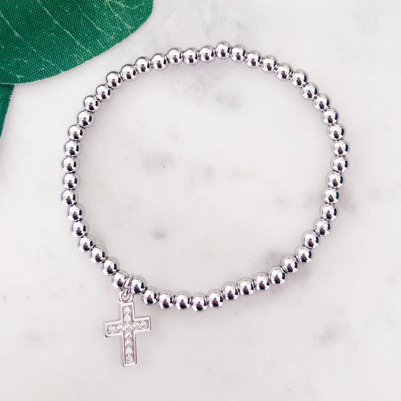 Cross Charm Beaded Bracelet