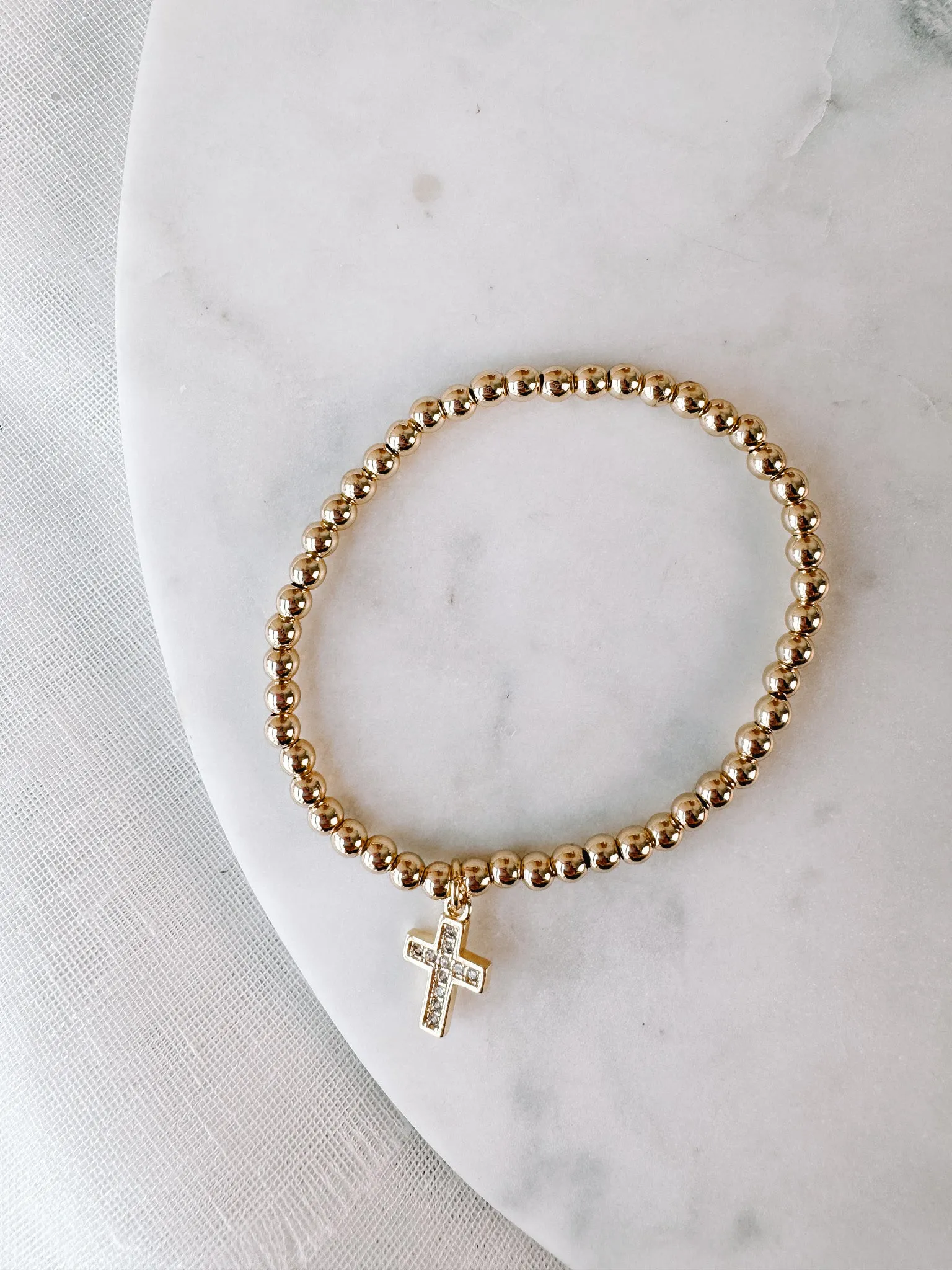 Cross Charm Beaded Bracelet