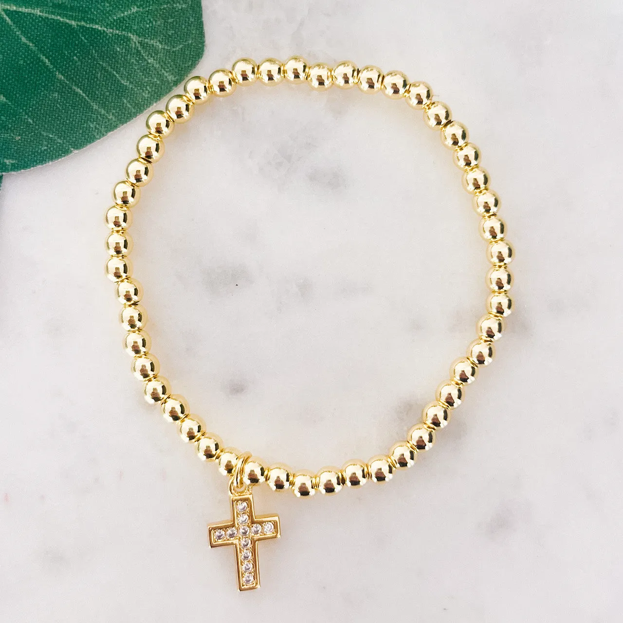 Cross Charm Beaded Bracelet