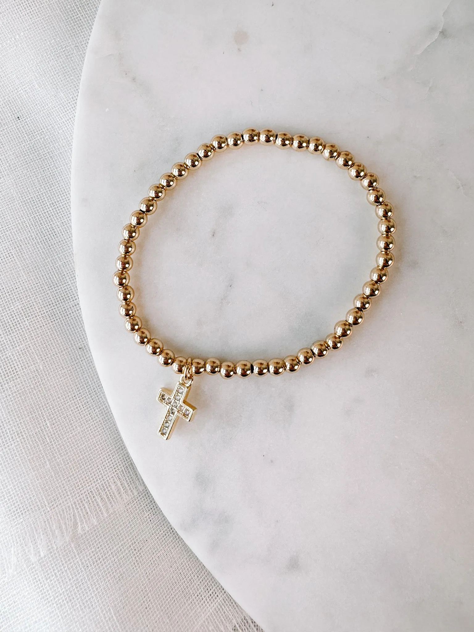 Cross Charm Beaded Bracelet