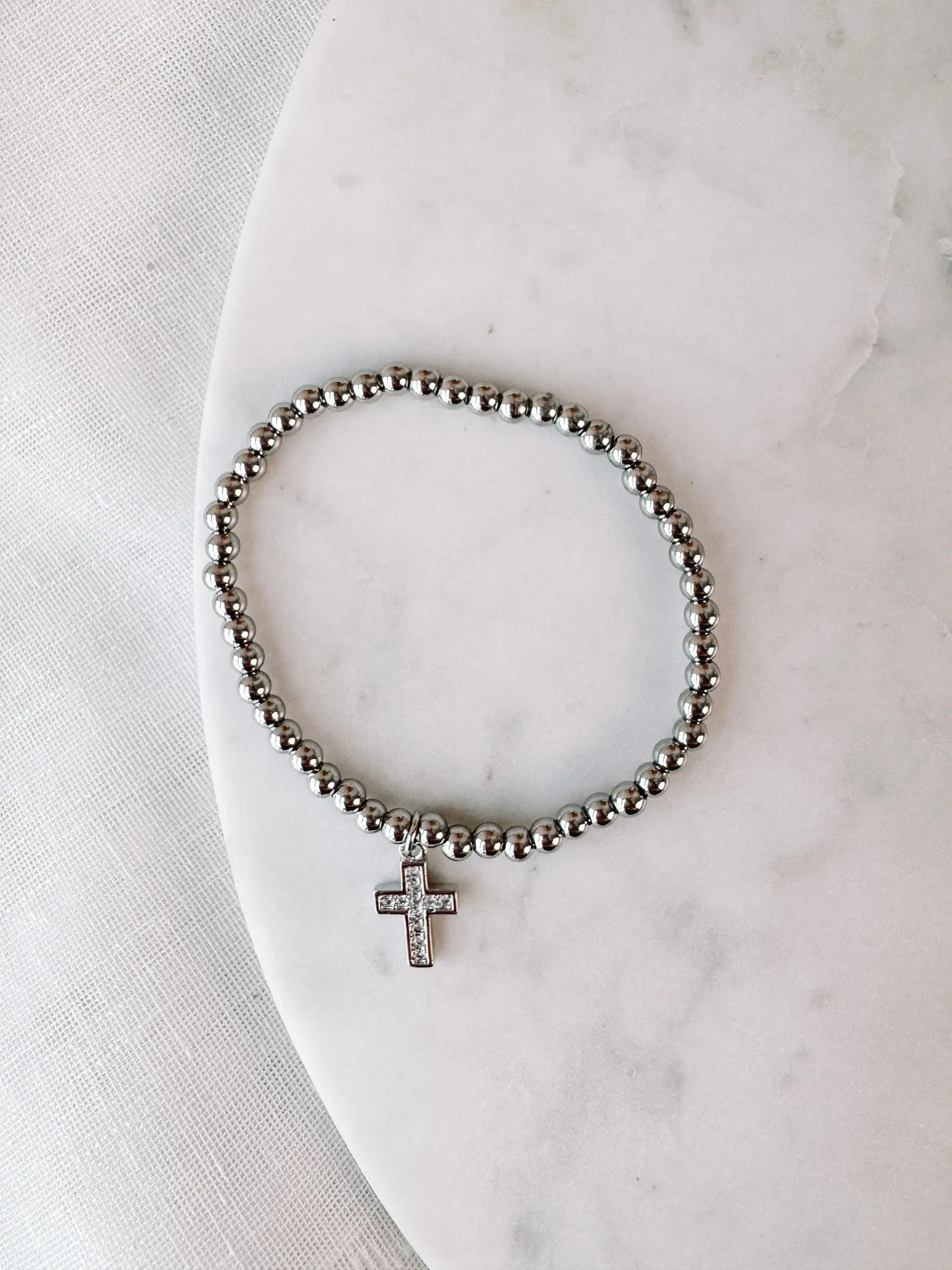 Cross Charm Beaded Bracelet