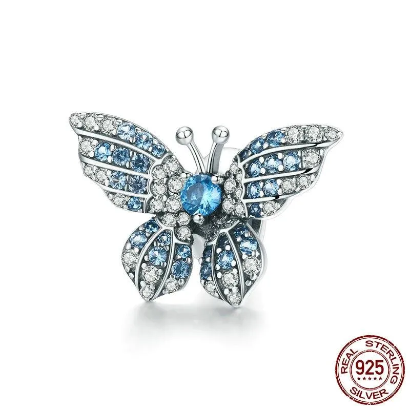 Crystal Blue Zircon Butterfly Beads