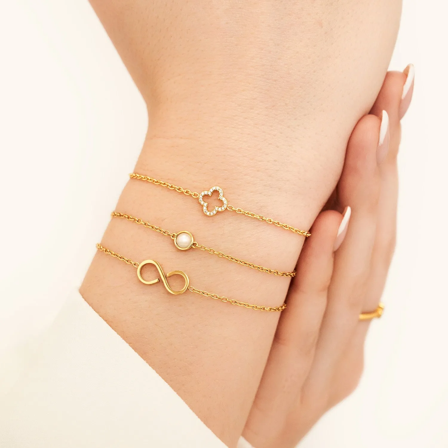 Crystal Clover Bracelet (Gold)