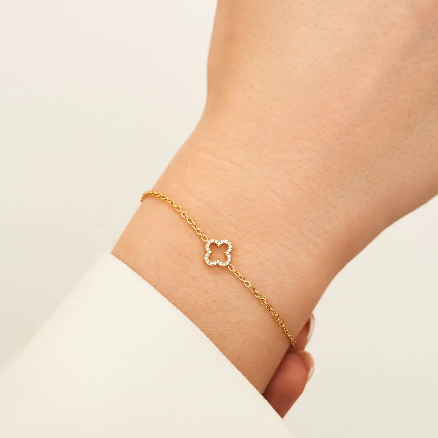 Crystal Clover Bracelet (Gold)