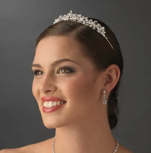 Crystal Encrusted Silver Classic Bridal Tiara Headpiece