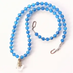 Cyan: Quartz Pendant Necklace with Blue Gemstones