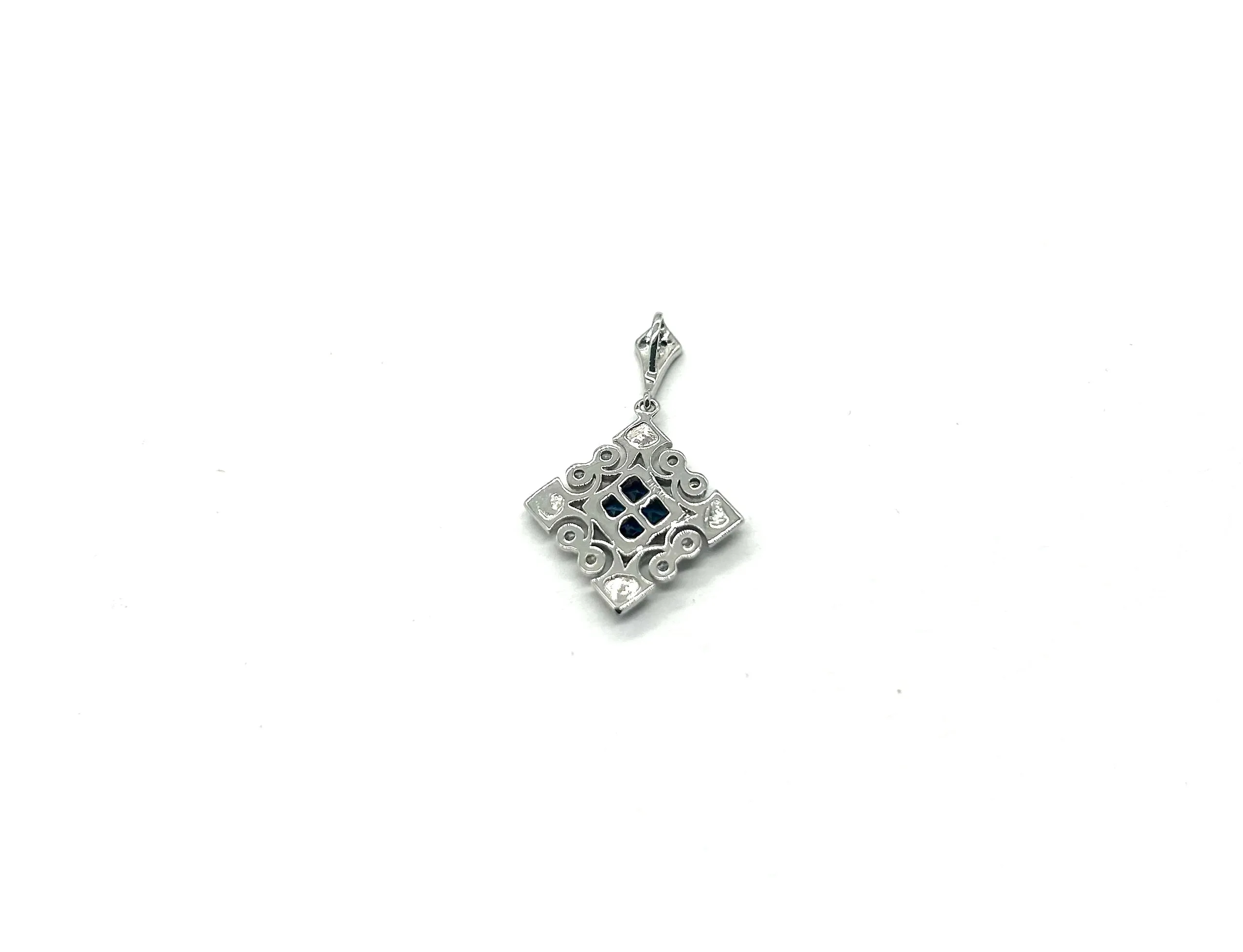 Diamond & Blue Sapphire Drop Pendant