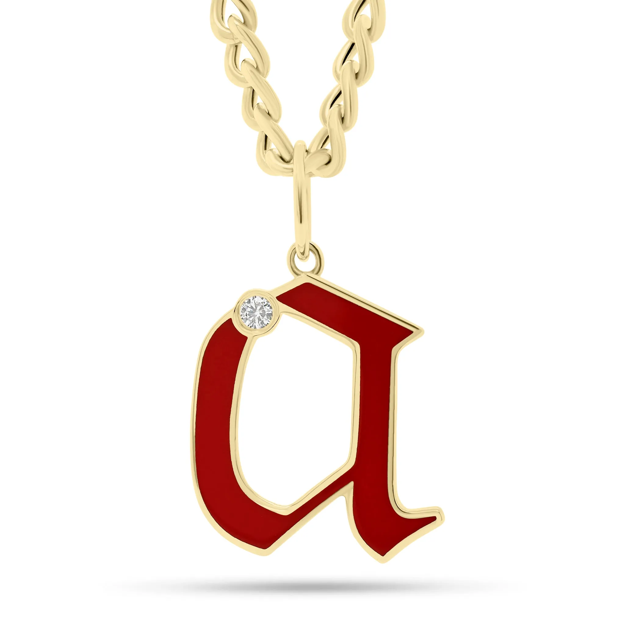 Diamond & Enamel Initial Pendant