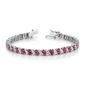 DIAMOND MARQUISE AND ROUND RUBY LINE BRACELET