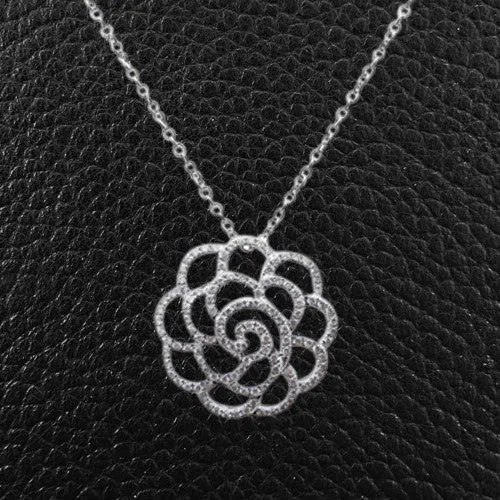 Diamond Openwork Flower Pendant