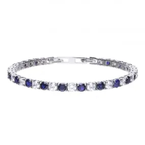 Diamonfire Silver White Blue Tennis Bracelet B5087