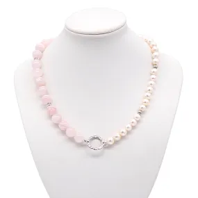 Divided- Pearl and rose quartz necklace