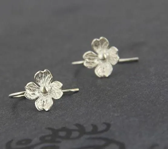 Dogwood Flower Sterling Silver Earrings