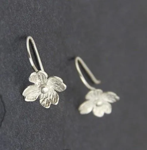 Dogwood Flower Sterling Silver Earrings