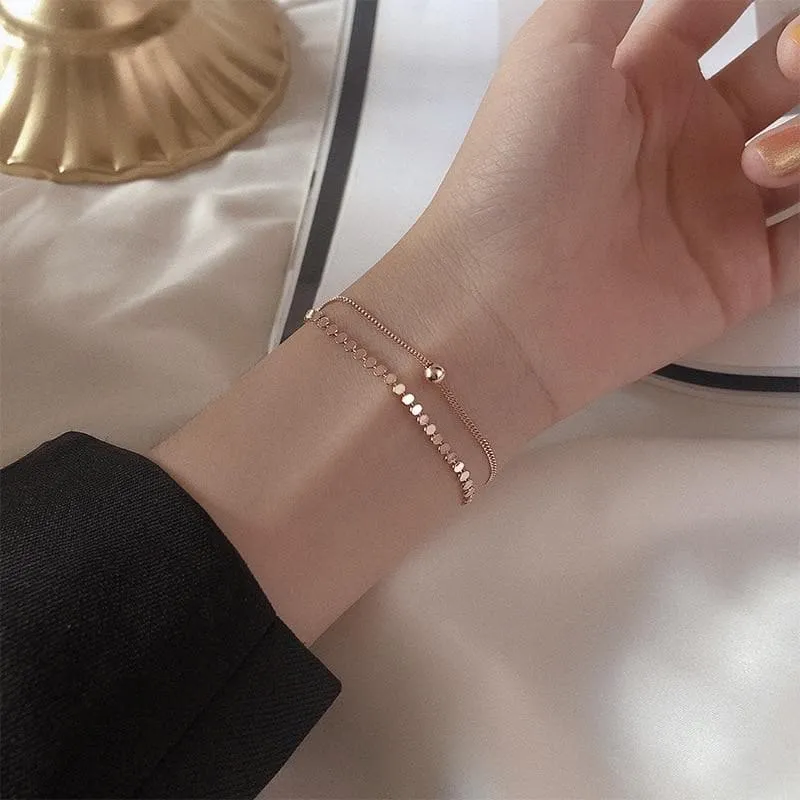 Double Layer Bracelet (Platinum   Rose Gold)