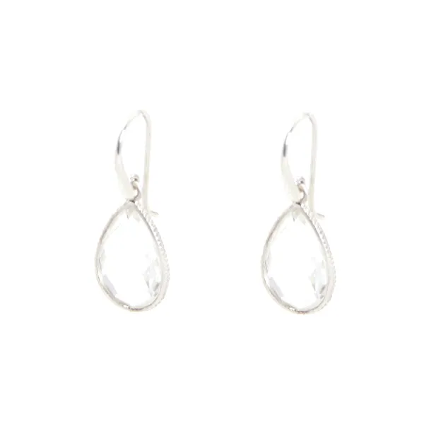 Earrings - Drop Framed Crystal Quartz Sterling Silver