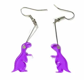 Earrings - Purple dinosaur drop