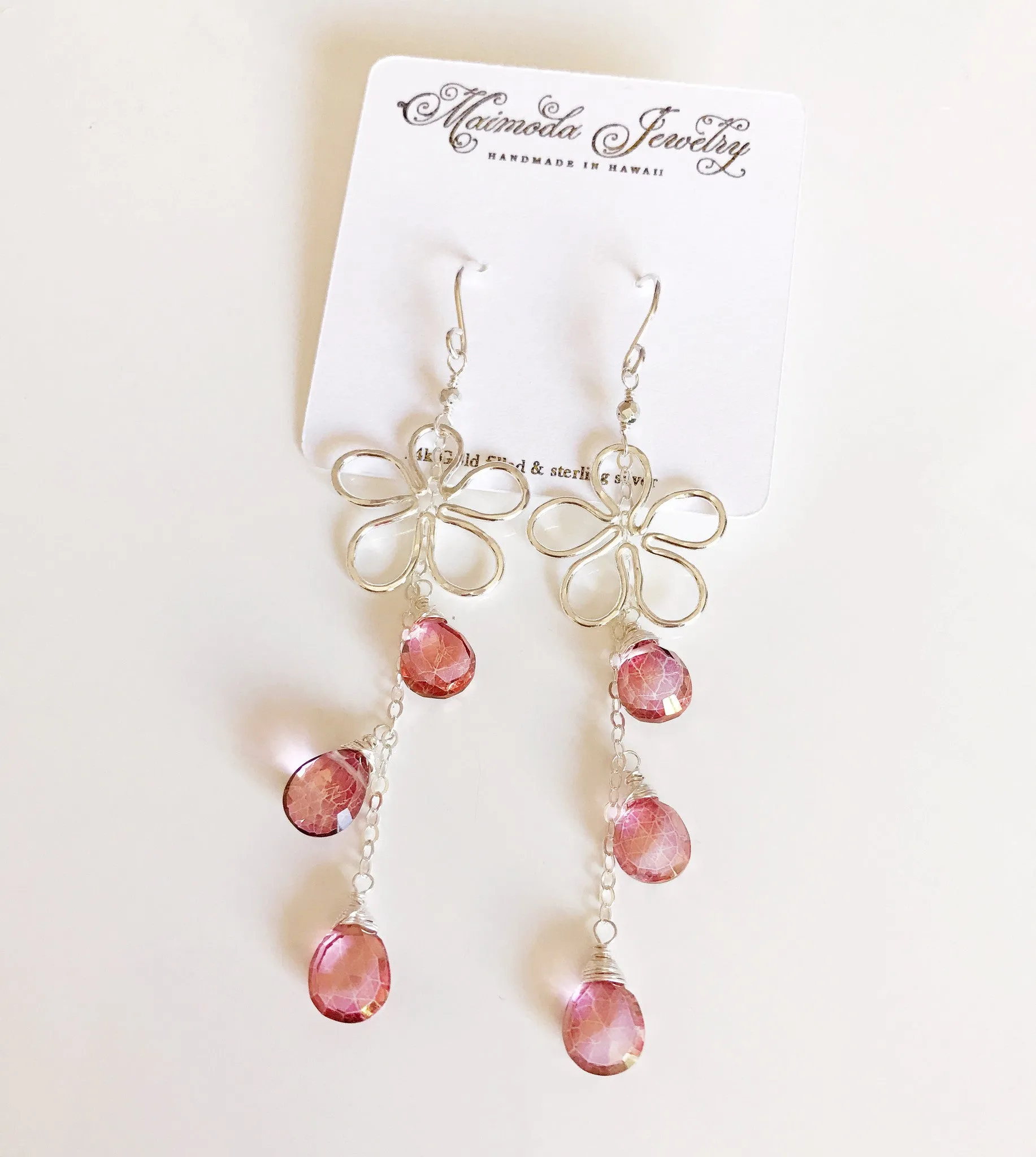 Earrings Suri - pink quartz (E311)