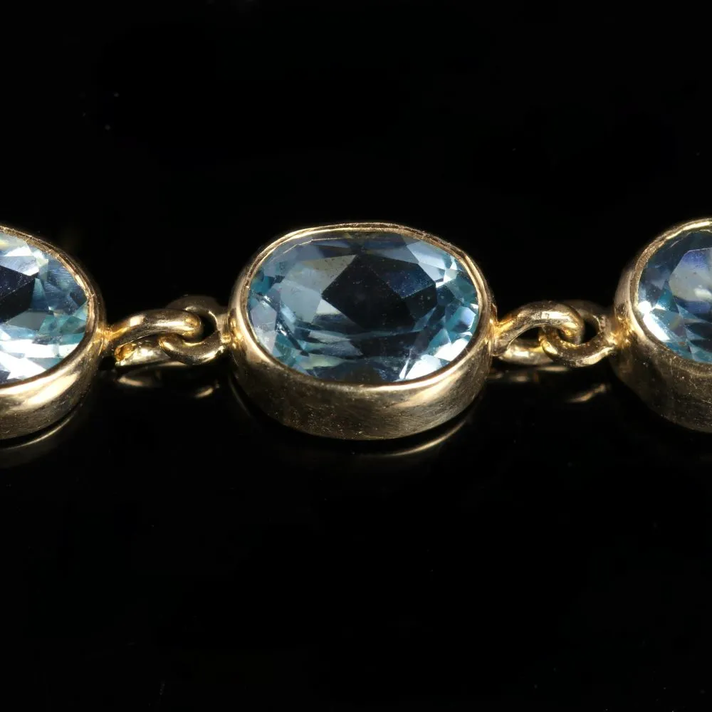 Edwardian Style Blue Topaz Bracelet 9ct Gold