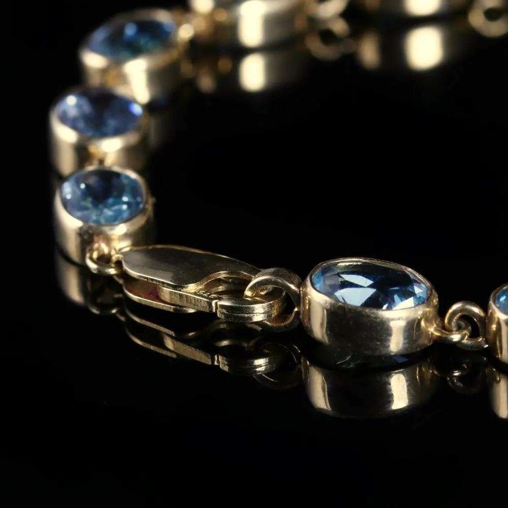 Edwardian Style Blue Topaz Bracelet 9ct Gold