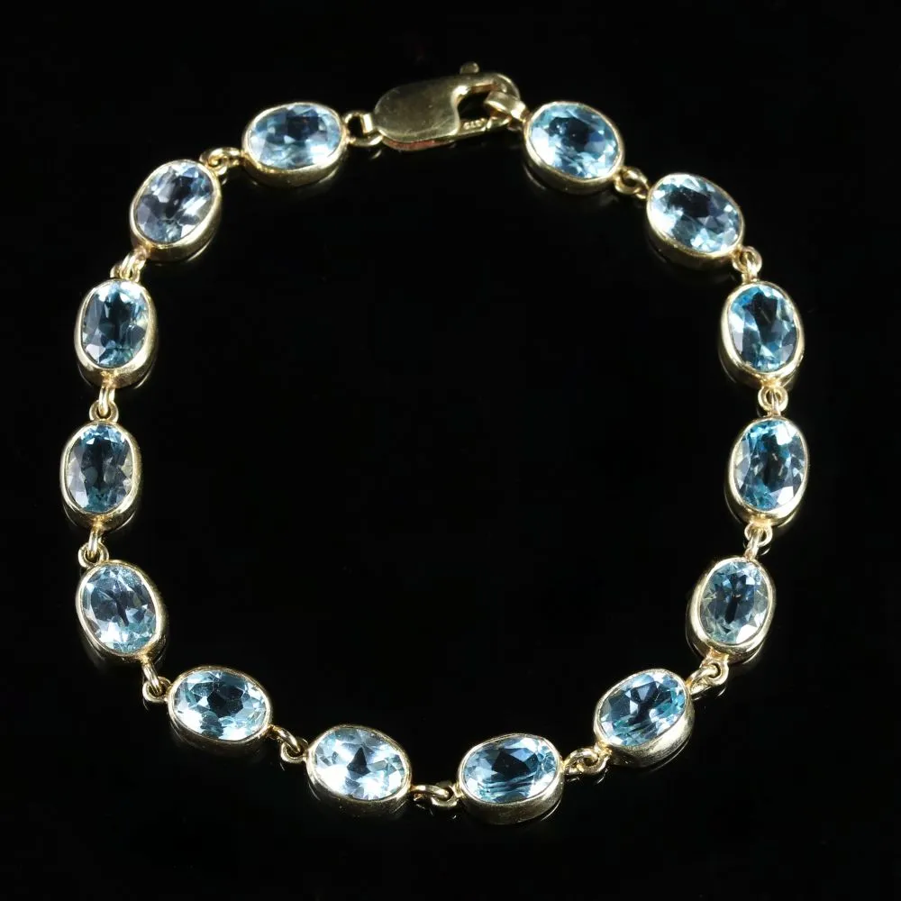 Edwardian Style Blue Topaz Bracelet 9ct Gold