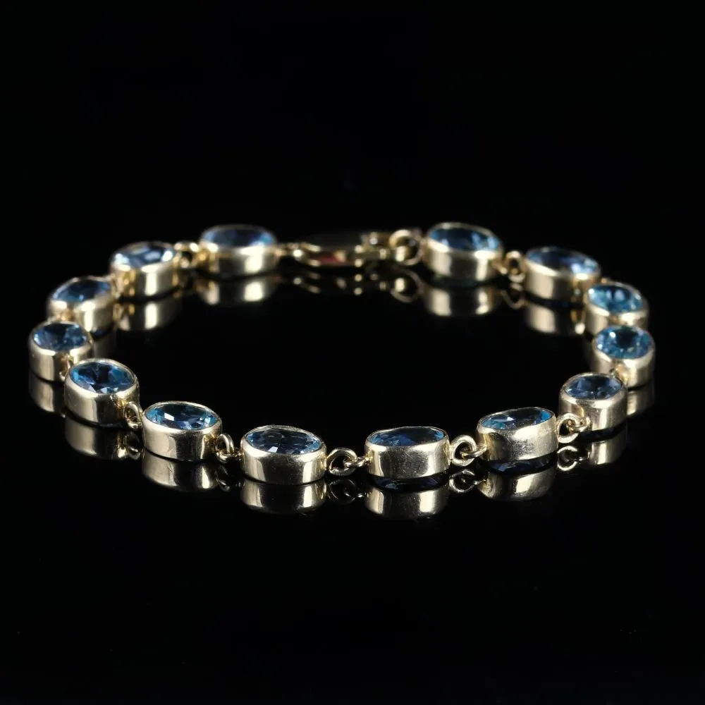 Edwardian Style Blue Topaz Bracelet 9ct Gold