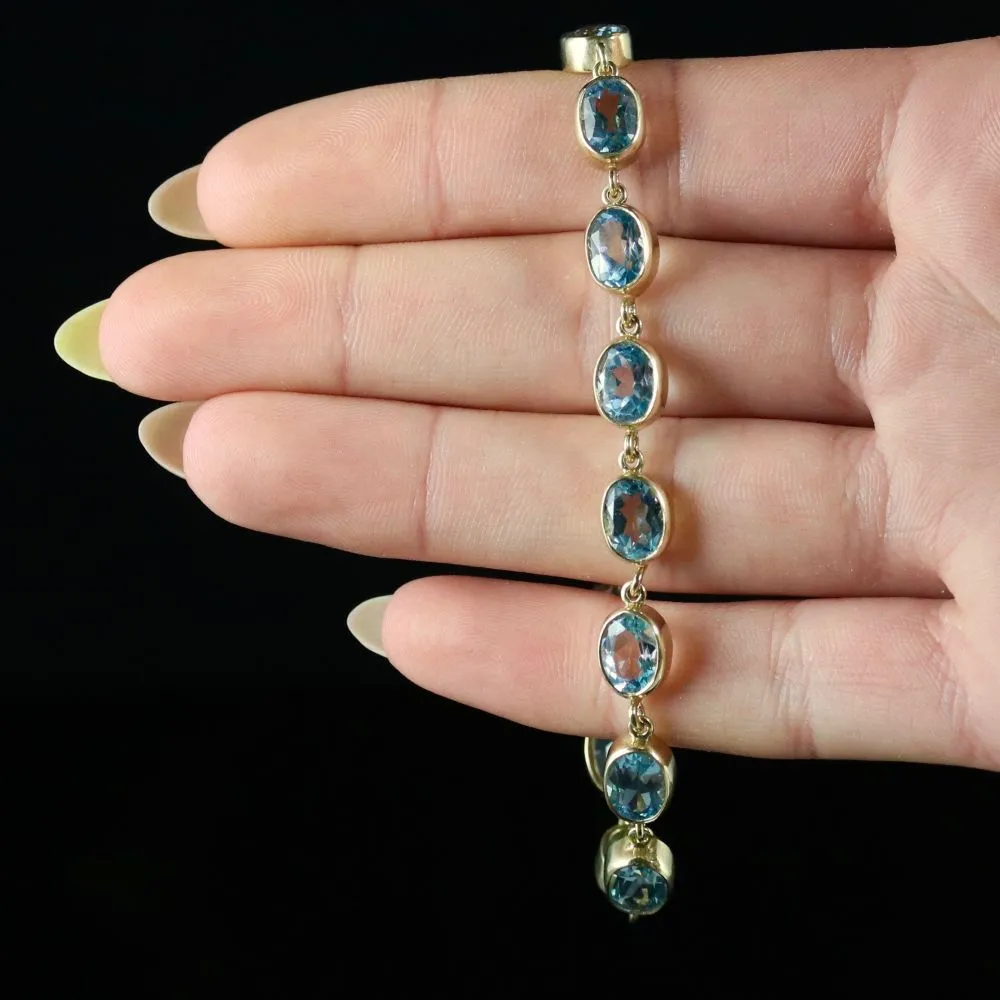 Edwardian Style Blue Topaz Bracelet 9ct Gold