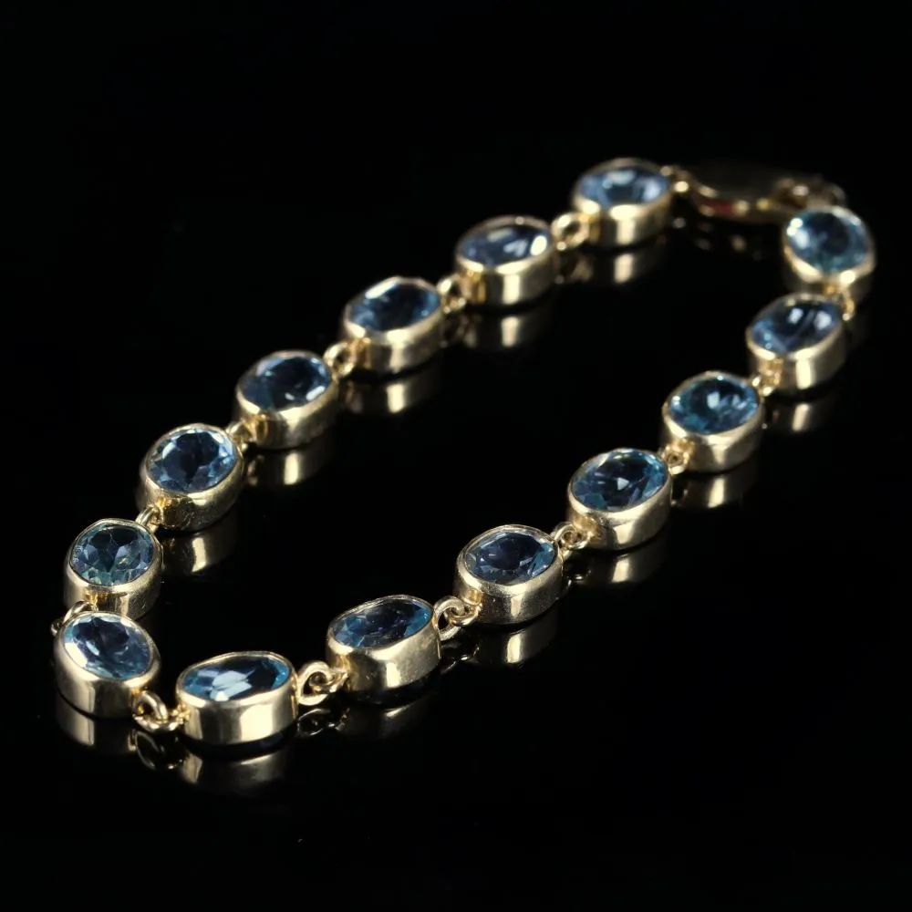 Edwardian Style Blue Topaz Bracelet 9ct Gold