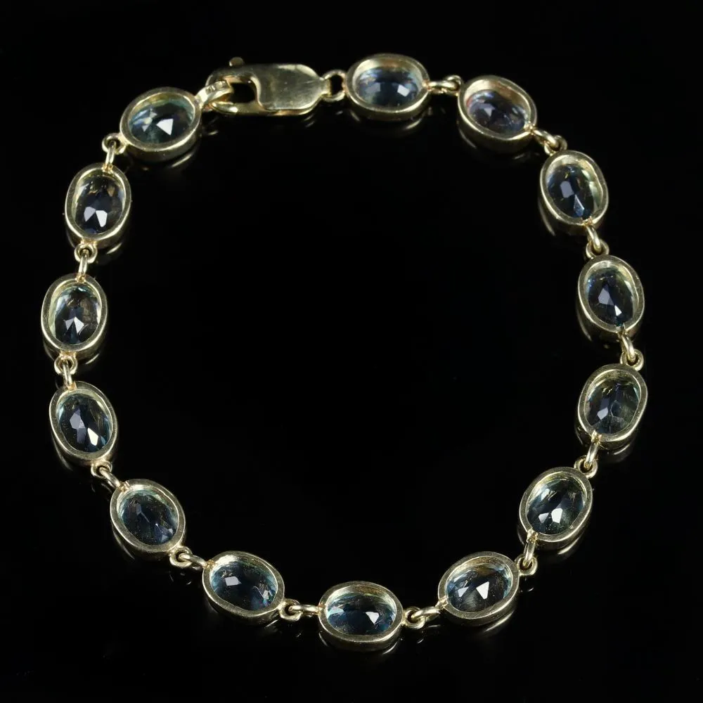 Edwardian Style Blue Topaz Bracelet 9ct Gold