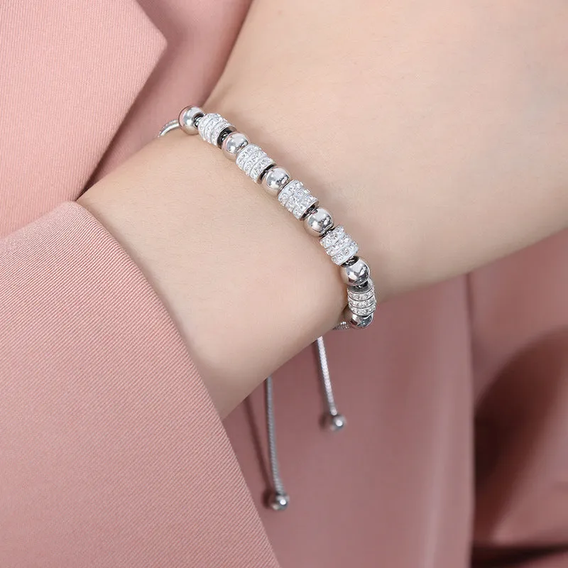 Elegant Korean-inspired Zircon Beaded Bracelet in Light Luxury Style