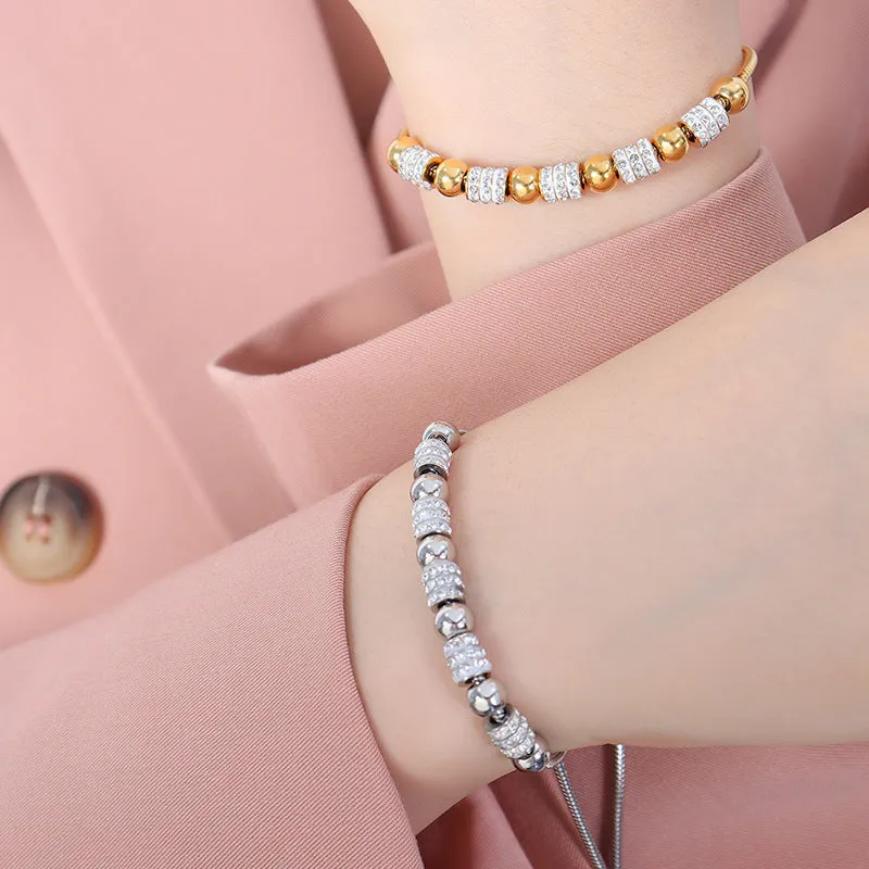 Elegant Korean-inspired Zircon Beaded Bracelet in Light Luxury Style