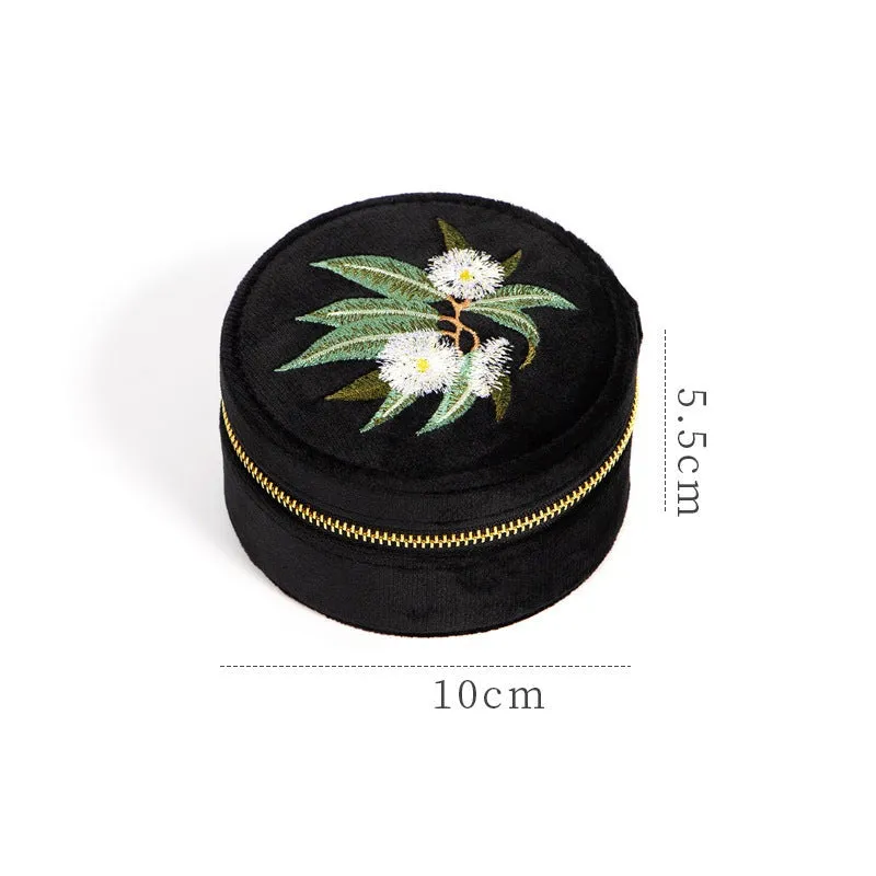 Embroidery Embroidered Flannelette Portable Bracelet Box Watch Box Vintage Jewelry Box