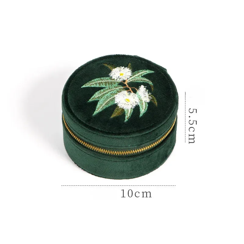 Embroidery Embroidered Flannelette Portable Bracelet Box Watch Box Vintage Jewelry Box